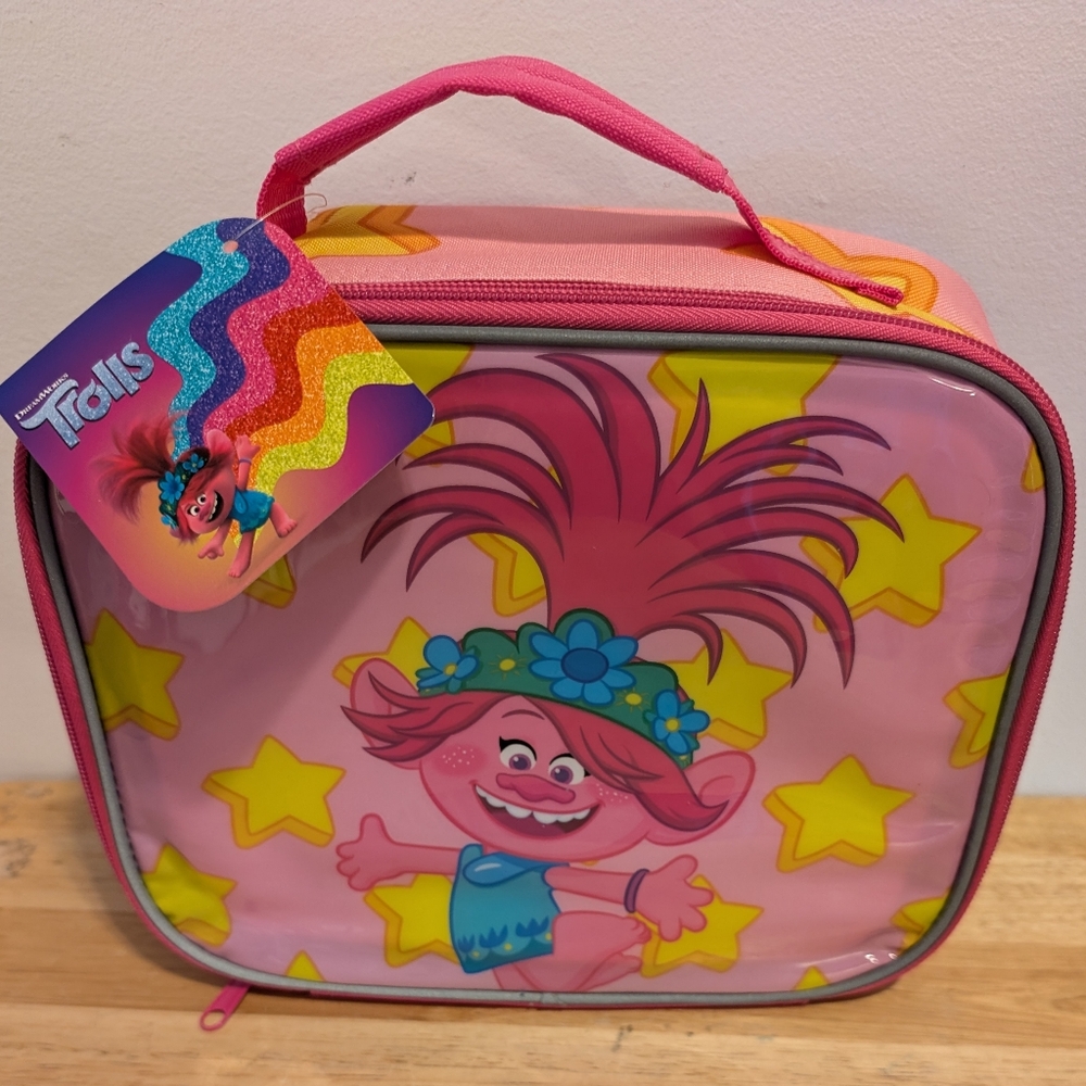 Trolls Pink Lunch Box with Star Design Brand New with tag from Mad Engine